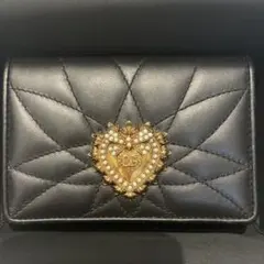 極美品 DOLCE&GABBANA 折り財布 ディボーションゴールド がま口 黒
