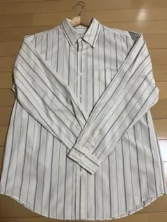 白と青のストライプ Mサイズ 長袖シャツ
