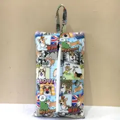 アメコミ柄　コーギーちゃん　BOXティッシュカバー