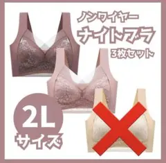 【2Lサイズ/2枚セット/ピンク・レッド・】ナイトブラ ノンワイヤー