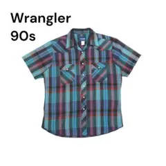【90sヴィンテージ】Wrangler チェック ウエスタンシャツ Lサイズのサムネイル