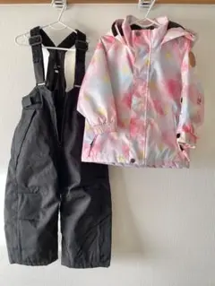 yukスノーウェアスキーウェアぼかし花ピンク100サイズ雪遊び