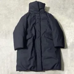 美品✨＋J ユニクロ ハイブリッドダウンコート ロング丈 女優襟 ネイビー 近年