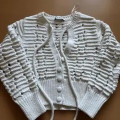 zara オープンニットカーディガン　ホワイト　L