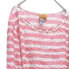 希少✨️ルビーロード 【XL】チュニック カットソー ピンク ボーダー ビジュー