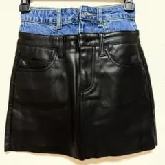 Desigual ミニスカート XS 黒と青のコンビ