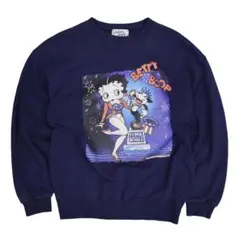 BETTY BOOP ベティブープ スエット　USA製　S ビンテージ90s 90's Betty Boop/ベティ・ブープ ラメプリント スウェット USA製