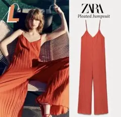 新品 ZARA プリーツ入 オールインワン ジャンプスーツ L今季完売品！