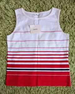BeBe ノースリーブ カットソー ボーダー柄 ホワイト×レッドのサムネイル
