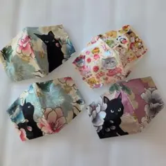 ハンドメイドマスク　4枚　猫　キャットのサムネイル