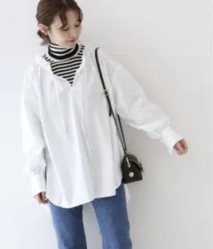 SLOBEIENA スローブイエナ　タイプライターフリルカラーブラウス