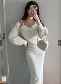GRL ファーニットワンピース×カーディガンセットアップ[tw1181]