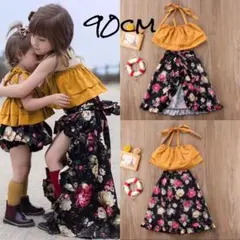 アウトレット★90cm イエロートップスセットアップ 海外子供服
