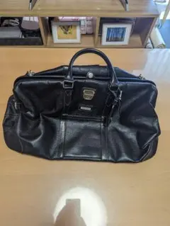 ブラックレザー風ハンドバッグ　昭和レトロバック