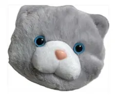 グレー 猫の顔型 ポーチ