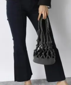 未使用 JEANASIS デニム 巾着バッグ ポーチ ブラック トートバッグ