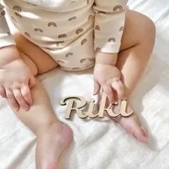 ネームレターバナー小サイズ　命名書　木製＋ケーキトッパー２つ