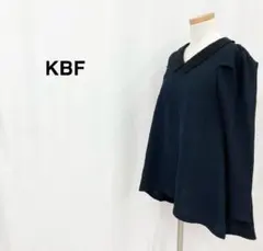 ケービーエフ KBF 襟付き長袖ブラウス パフスリーブ ダークネイビー