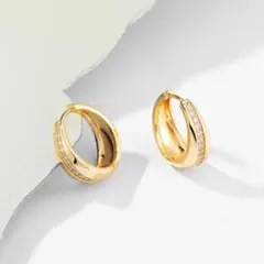 ピアスレディース フープピアス 揺れるスワロフスキー高級キュービックジルコニア