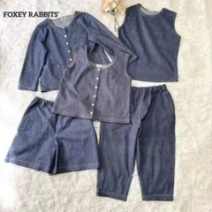 フォクシーラビッツ デニム調 5点セット 青系 Ｌ相当 無地