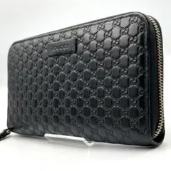 極美品✨GUCCI グッチ 長財布 マイクログッチシマ ブラック ラウンドファスのサムネイル