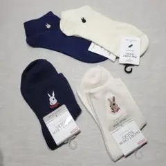 新品未使用 うさぎ刺繍 靴下 4足セット