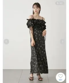 SNIDEL スナイデル ボリュームラッフルフリルプリントワンピース