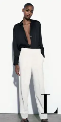 【新品未使用タグ付】 ZARA ザラ ロールアップ ストレート パンツ ホワイト