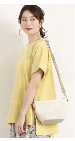 SALE✩.*˚MICHEL KLEIN 2WAYストロー調編み込み ミニバッグのサムネイル