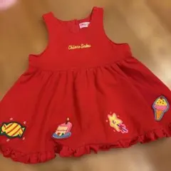 チエコサク　ミキハウス　ジャンパースカート　ワンピース　赤　ケーキ　アイス