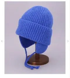 【即完品】CA4LA VICTIM 耳あて付きニット帽 青　ブルー　アルパカ混