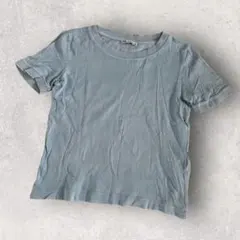 【ZARA】ザラ ニットTシャツ 半袖 ニット Mサイズ ストレッチ 水色　丸首