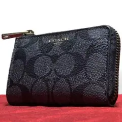 現行品　コーチ　コインケース　キーリング　PVC　シグネチャー　ブラック