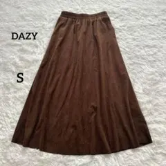 DAZY フレアスカート ロング丈 ストライプ柄 ウエストゴム ブラウン S