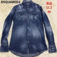 美品　ディースクエアード　ダメージ　リペア　ペイント　加工　ロゴ　デニム　46
