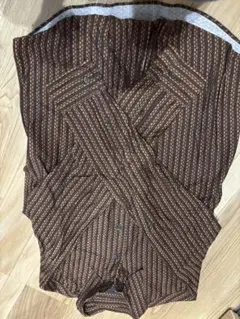 茶色 ストライプ コットン 長袖シャツ タケオキクチ