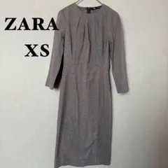 美品✨ZARA グレンチェック柄 ロングワンピース タイト ウエストマーク XS