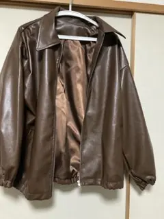 ブラウン 合皮 ポリエステル ジャケット