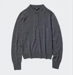 UNIQLO メリノポロセーター 長袖 グレー