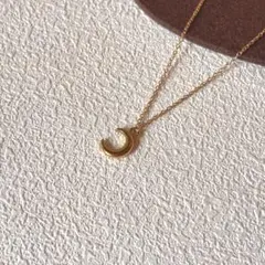 ステンレス 三日月ムーンネックレス ゴールド