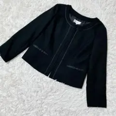 【c5673】✨美品✨ Lammin ノーカラージャケット　ブラック　長袖