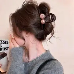 バンスクリップ 大粒パール ワニクリップ ヘアクリップ 韓国スタイル 訳あり