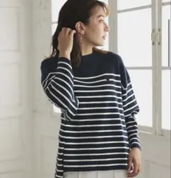 DONOBAN ハート刺繍ボーダーニット