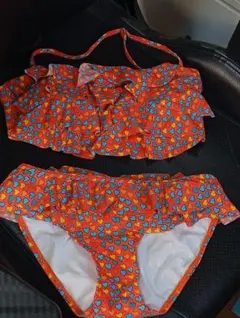 ハート柄　フリル付き　水着　セパレート　ビキニセット Mサイズ