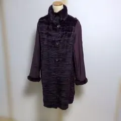 ワインレッド シルク ウィーゼル リバーシブルファーコート