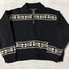 SHAGGIEニュアンス柄ハーフジップオーバーニット　ブラックのサムネイル