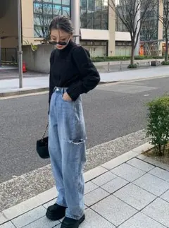 GRLグレイル新品タグ付きサイドカットデニムパンツXS