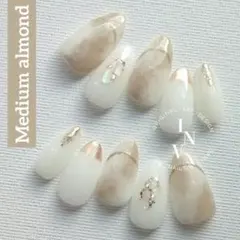 綺麗め ブライダル ウエディング 淡色 韓国 個性派 ニュアンス ネイルチップ