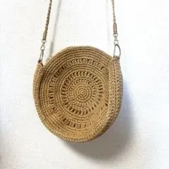 かごバッグ 丸型 ベージュ ショルダー ストロー素材 斜めがけ 春夏