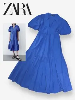 ZARA パフスリーブ ティアードワンピース オーバーサイズワンピース
